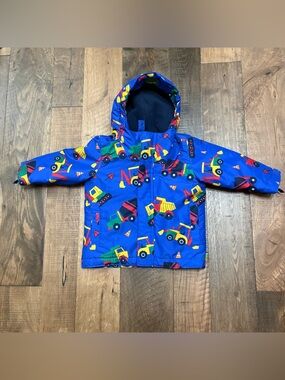 Children’s Place 18-24 months construction trucks winter jacket blue diggers